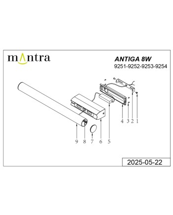 ANTIGA * APLIQUE LED IP44 4000K 8W ORO